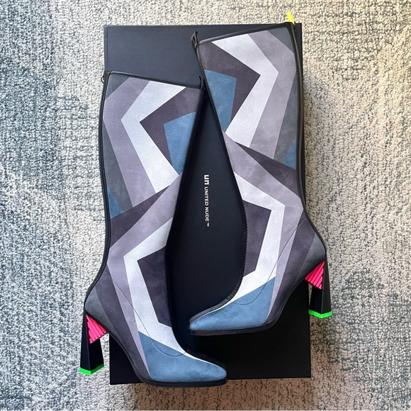 United Nude Shoes - Brand new UNITED NUDE Sonar Boot Hi High Palermo Geometric Print Color Blocked